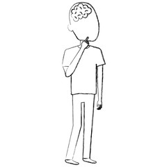 brain storming with human profile vector illustration design