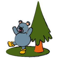 Bear christmas cartoon icon vector illustration graphic design