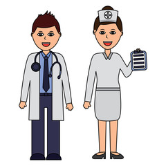 professionals couple of doctor hospital staff vector illustration