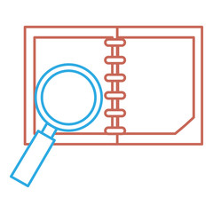 notebook with magnifying glass vector illustration design