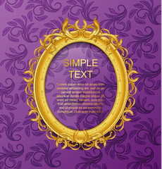 Gold vintage picture frame on wall