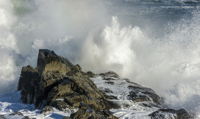 water crashing on rocks