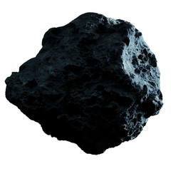 Dark rock asteroid isolated 3D rendering - obrazy, fototapety, plakaty