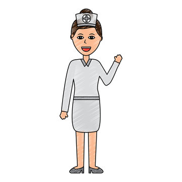 nurse woman healthcare icon image vector illustration design  sketch style