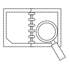 notebook with magnifying glass vector illustration design