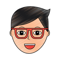 happy man with glasses icon image vector illustration design  sketch style