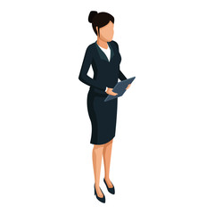 Business woman with document board icon vector illustration graphic design