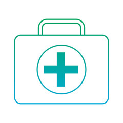 first aid kit healthcare icon image vector illustration design  green to blue ombre line