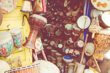 Moroccan souk crafts souvenirs in medina, Essaouira, Morocco