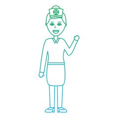 nurse woman healthcare icon image vector illustration design  green to blue ombre line