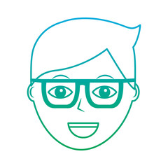 happy man with glasses icon image vector illustration design  green to blue ombre line