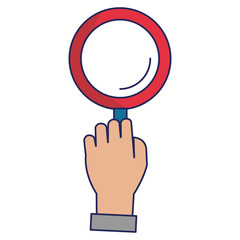 hand with magnifying glass isolated icon vector illustration design