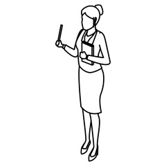 Woman teaching isometric icon vector illustration graphic design