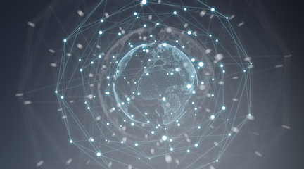 Connections system global world view 3D rendering