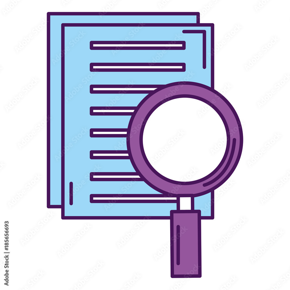 Poster notebook with magnifying glass vector illustration design