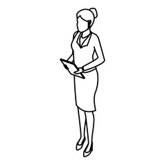 Business woman with document board icon vector illustration graphic design
