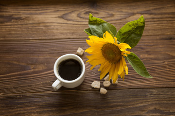 sunflowers and coffe