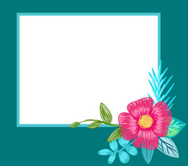 Obraz premium Photo Frame Design with Hand Drawn Pink Flower