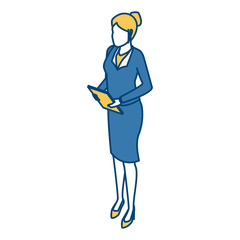 Business woman with document board icon vector illustration graphic design