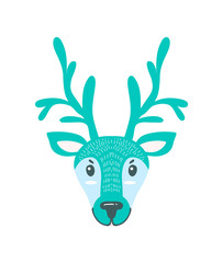 Furry North Pole Deer with Long Branchy Horns