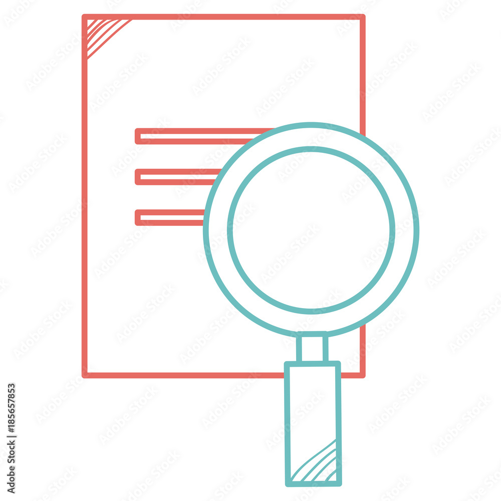 Poster notebook with magnifying glass vector illustration design
