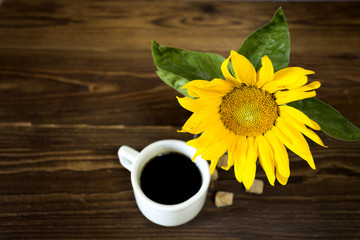 Obraz na płótnie Canvas sunflowers and coffe