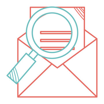 mail envelope with magnifying glass vector illustration design