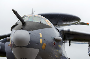 Obraz na płótnie Canvas Jet plane with turbojet engines and radar antenna
