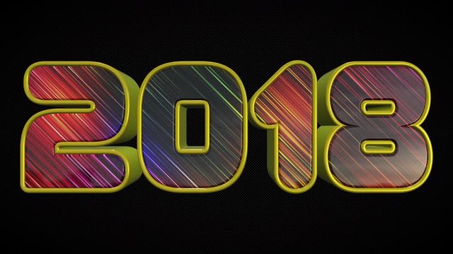 2018 3D Shiny And Colorful Number Looping Animation Over Black Background, Represents The New Year- 4K Resolution Ultra HD
