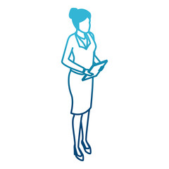 Business woman with document board icon vector illustration graphic design
