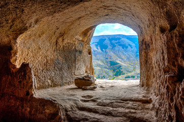 View thru window in Vardzia, Georgia