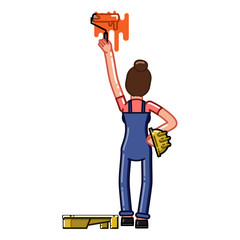 Builder paint a wall