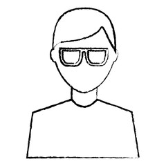 man with glasses avatar profile icon image vector illustration design  black sketch line