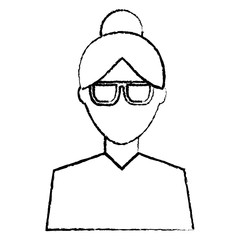 Obraz na płótnie Canvas woman with glasses avatar portrait icon image vector illustration design black sketch line