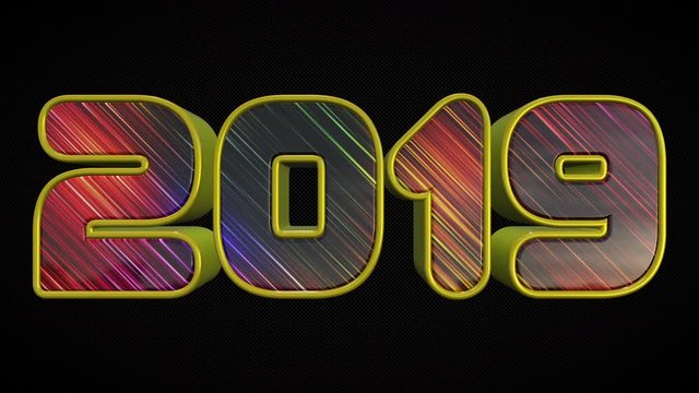 2019 3D Shiny And Colorful Number Looping Animation Over Black Background, Represents The New Year- 4K Resolution Ultra HD
