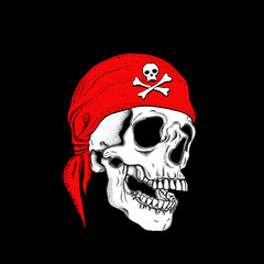 Portrait of a skull in a hat. Can be used for printing on T-shirts, flyers, etc. Vector illustration