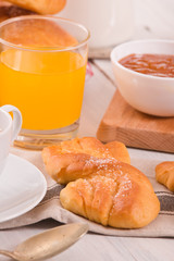 Breakfast with brioches. 