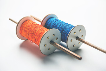 Fikri /Reel/Chakri /Spool with colourful thread or manjha or manja for Kite flying in Indian...
