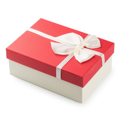 Gift boxes with ribbon bow isolated on a white background