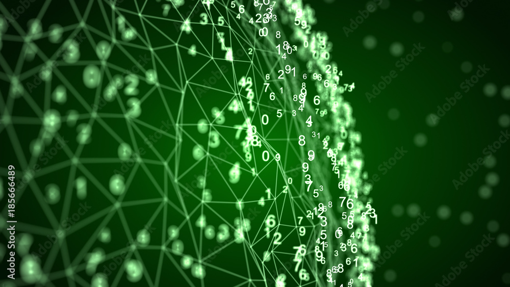 Poster image of abstract network with digits