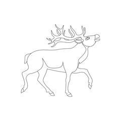 big deer vector illustration   line drawing  profile