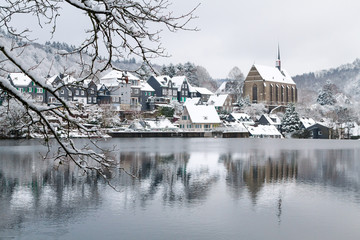 Old Beyenburg in the snow, Wuppertal.
