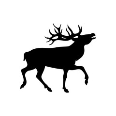big deer vector illustration  black silhouette  profile
