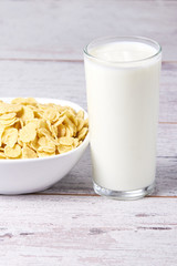 Flakes with milk. Useful healthy breakfast