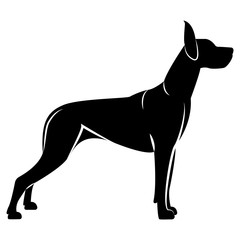 Obraz premium Vector image of a dog silhouette of a breed royal dog on a white background