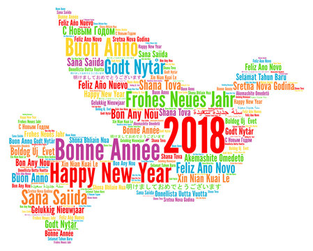 Happy New Year 2018 in different languages 