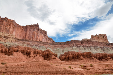 Castle Rock on the top of sandstone mesa in Capitol Reef National Park, Utah