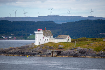 Fototapeta na wymiar Small lighthouse in Trondelag county in Norway.
