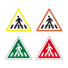 Pedestrian crossing walking walk hiking sign set