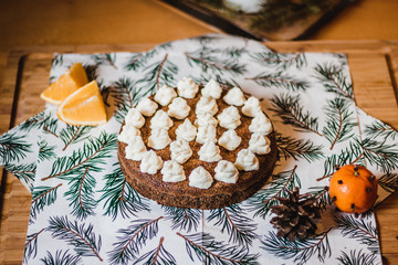 Christmas cake: poppy-seed cake with orange zest and mascarpone. Gluten free, sugar free.